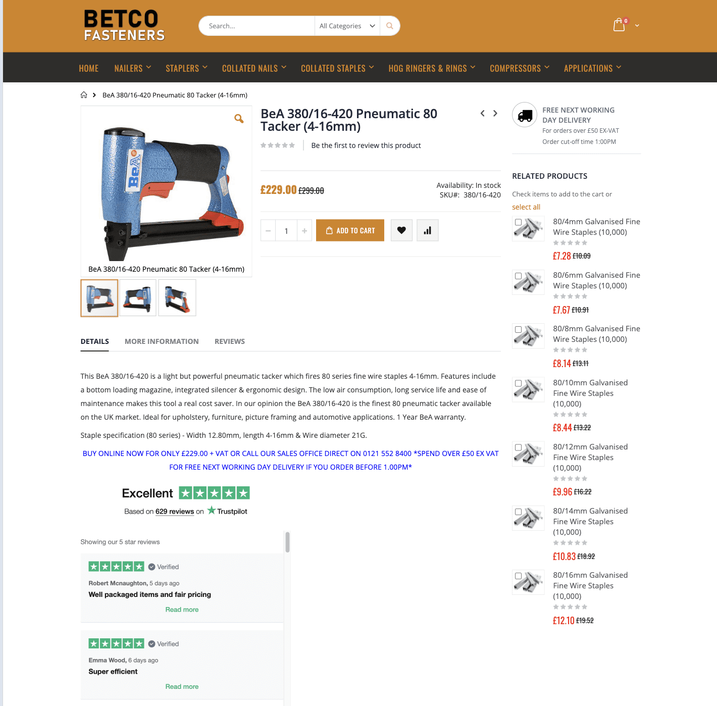 Historic Betco product page with purchase options and reviews