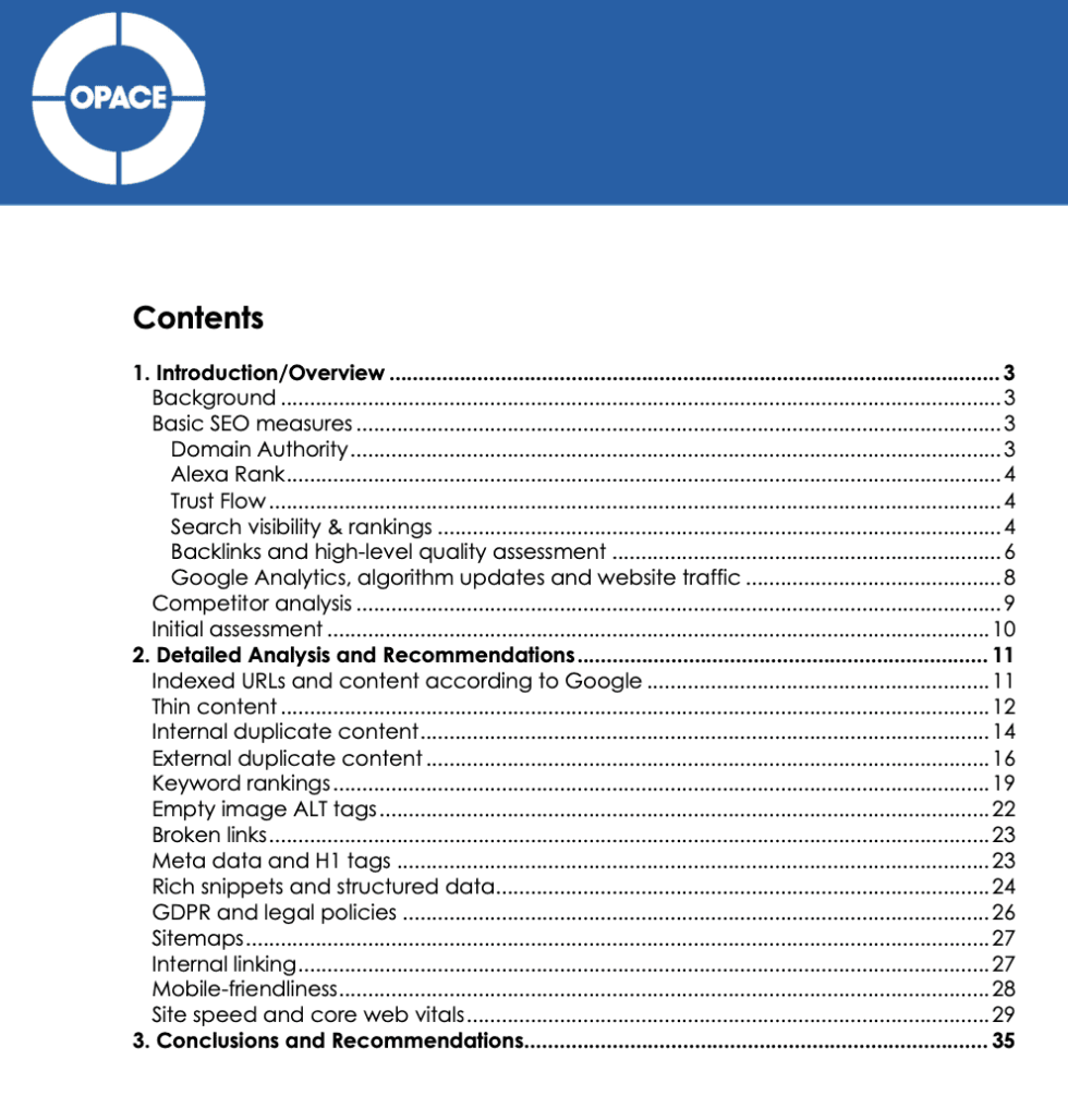 Historic eCommerce SEO audit