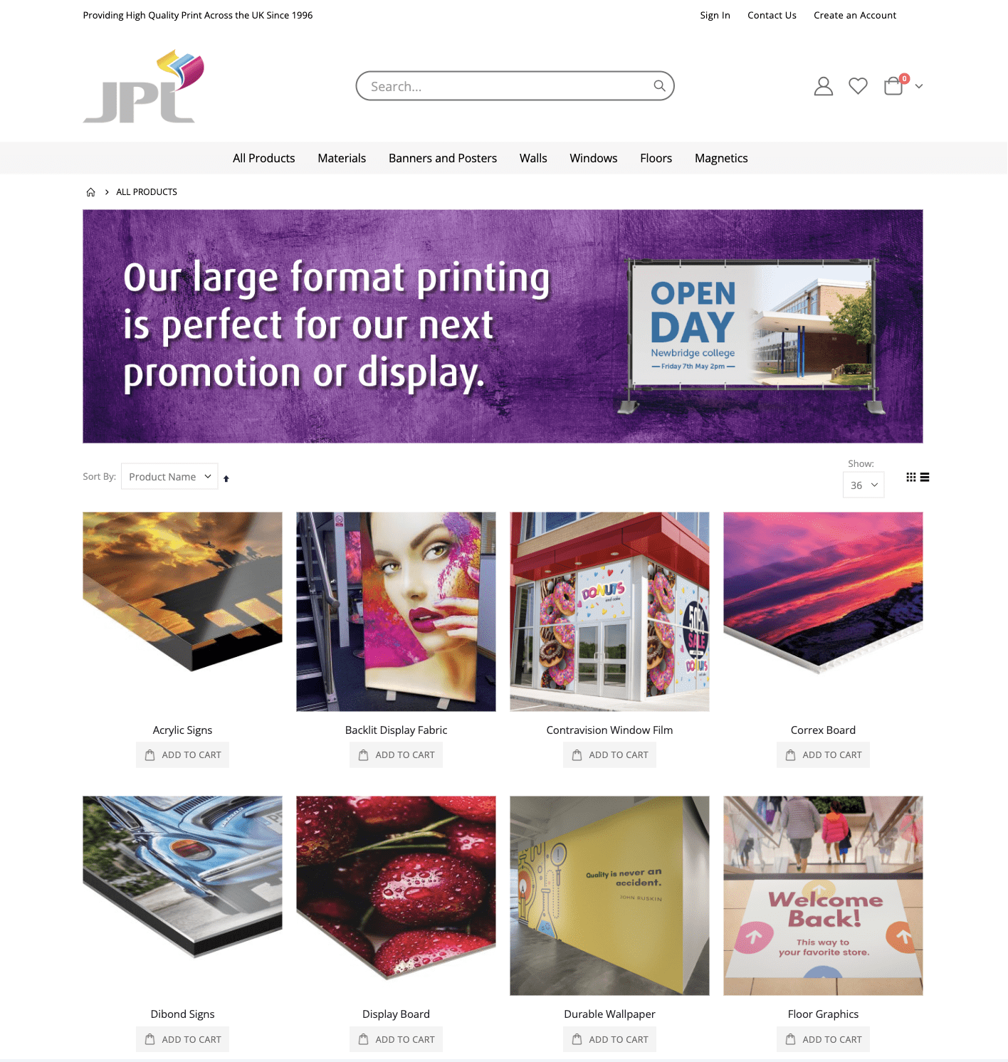 JPL Print’s Magento storefront