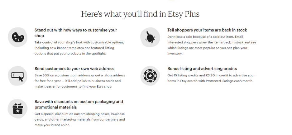 what you will find in etsy plus