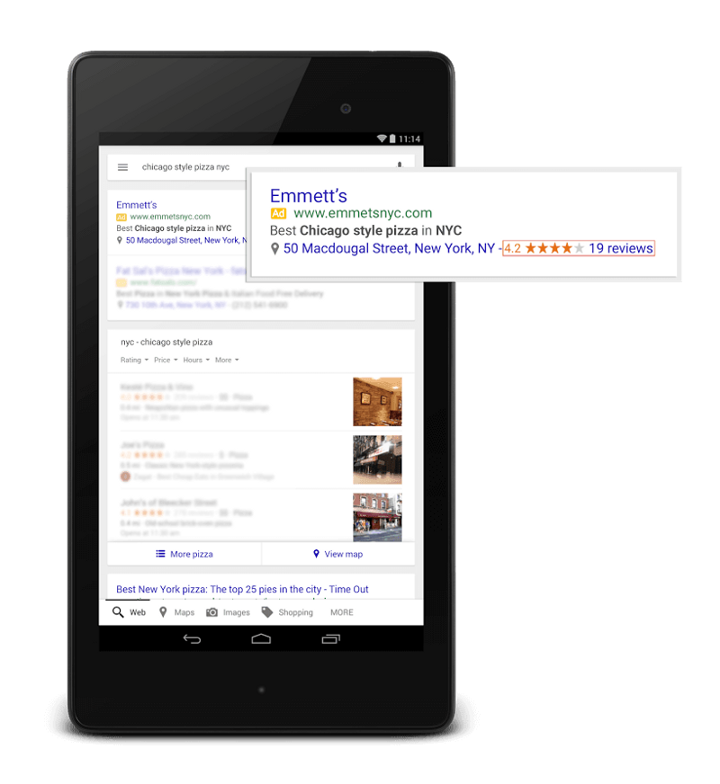 Google Introduces Starred Ratings & Reviews from Google+ in AdWords Listings