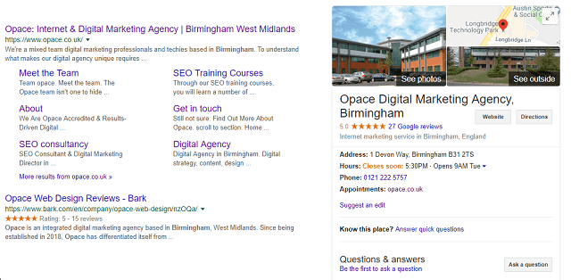 opace google my business listing optimise SEO