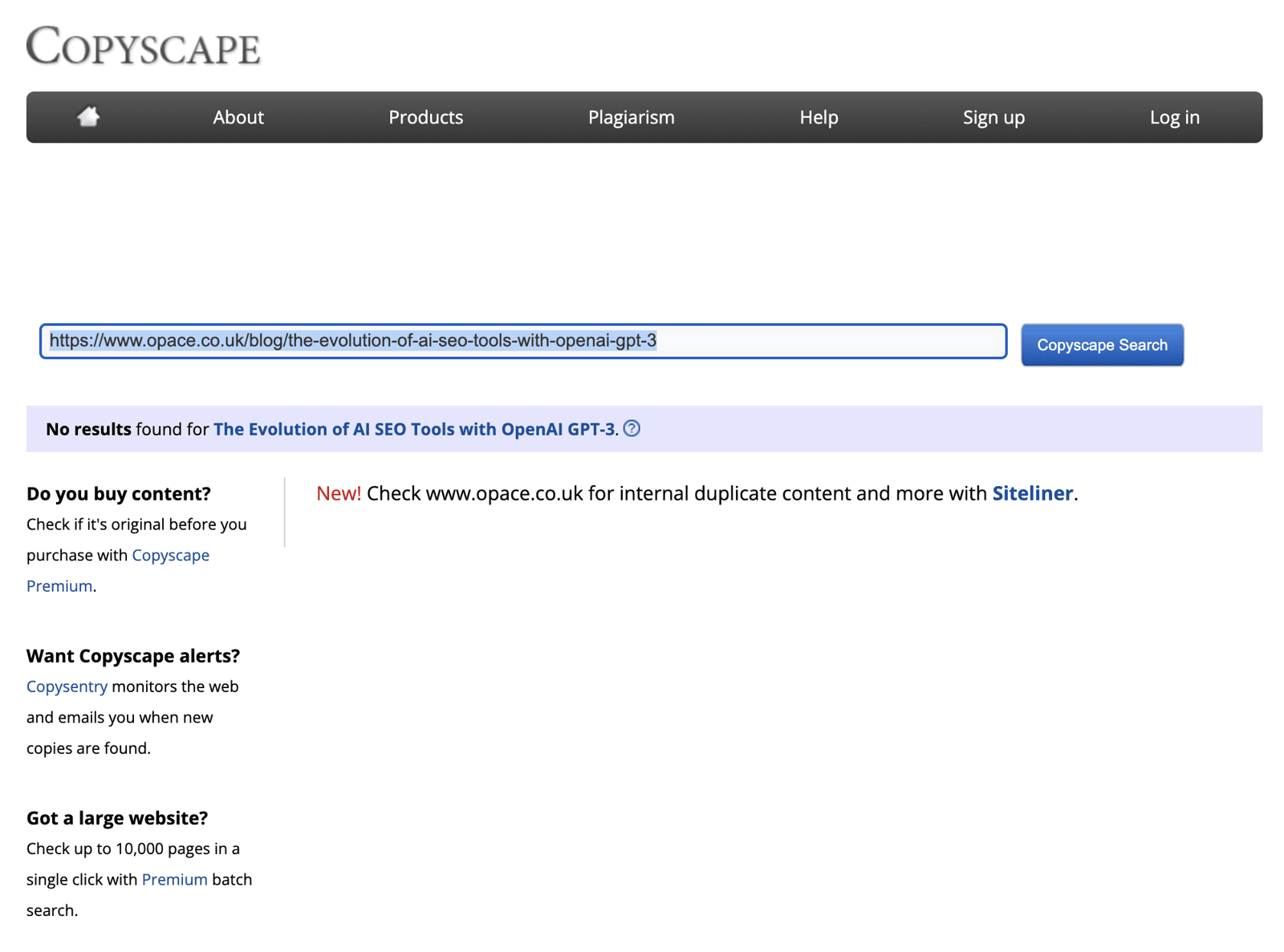 Experiment 1 passed Copyscape with flying colours