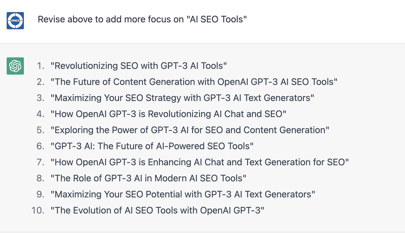 ChatGPT to revise the titles for better SEO