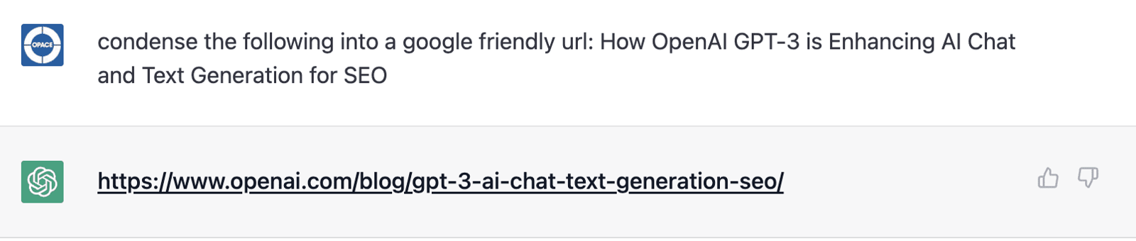 ChatGPT recommend Google-friendly URL