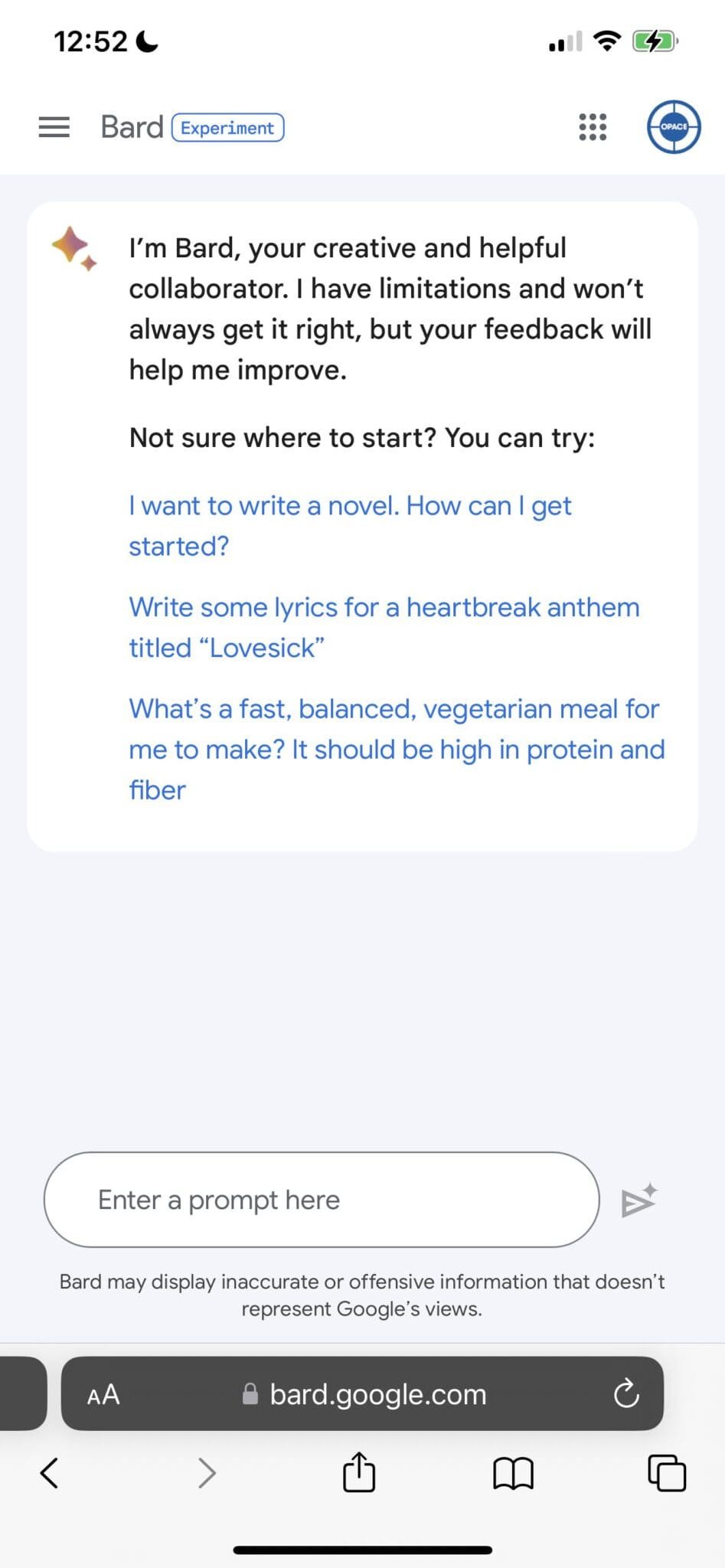 Google Gemini AI search engine on mobile (formerly Bard)