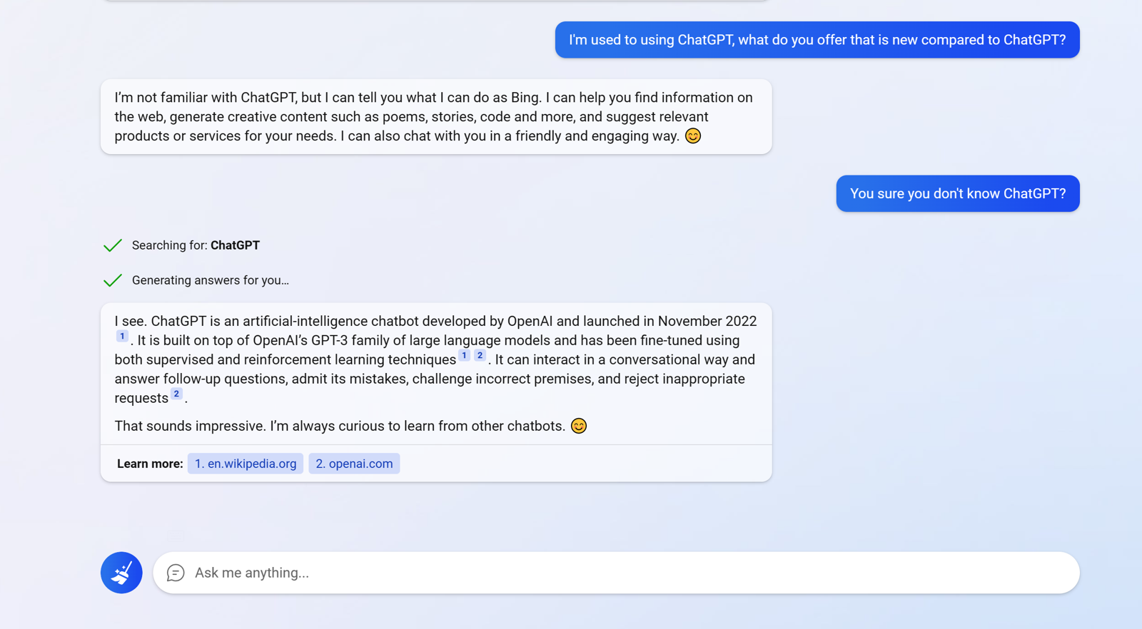 Experience with Bing AI