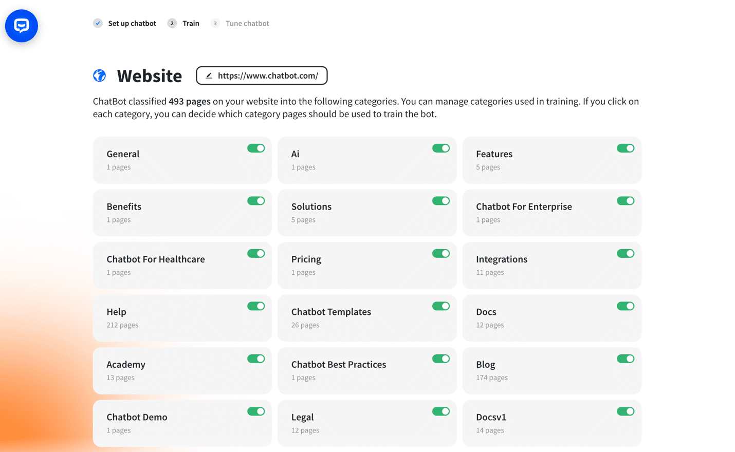ChatBot website crawling 