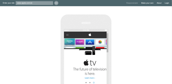 - Responsinator view of www.apple.com/uk