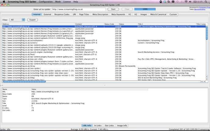 - Screaming Frog SEO Spider Tool