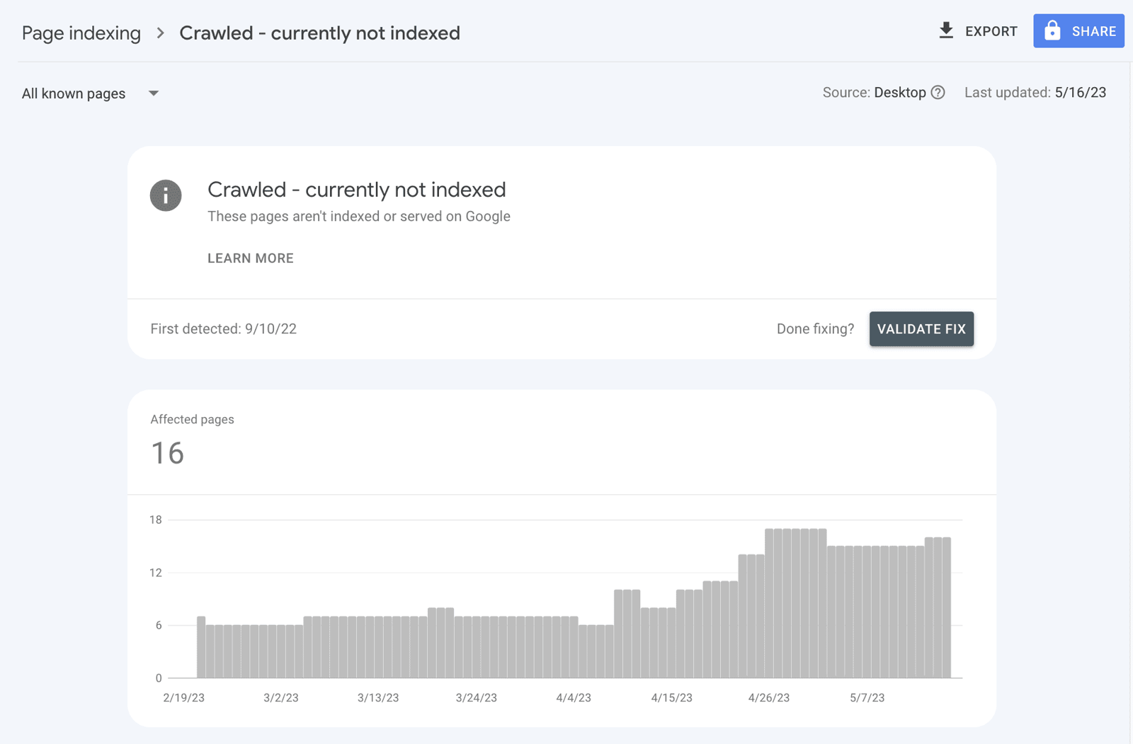 - Drill down into your Google Search Console data to export what's needed