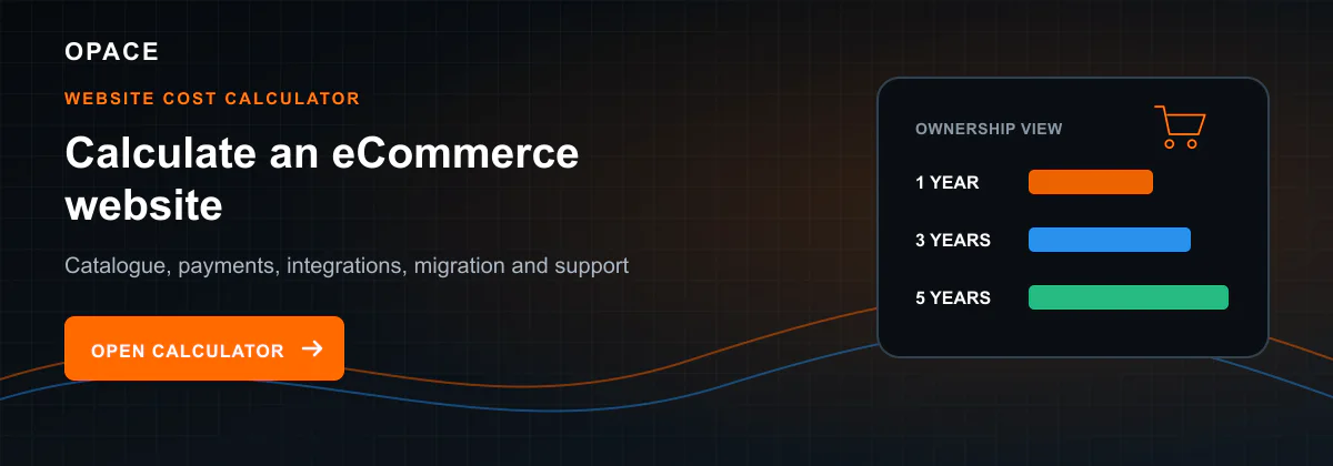 Opace calculator invitation for catalogue, payment, integration, migration and support costs