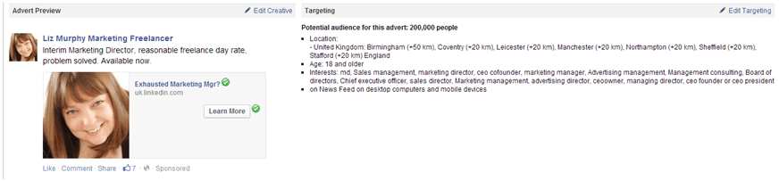 Facebook Ad clicks to website vs. LinkedIn Ads