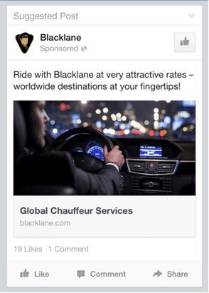 Facebook Ad suggested post example