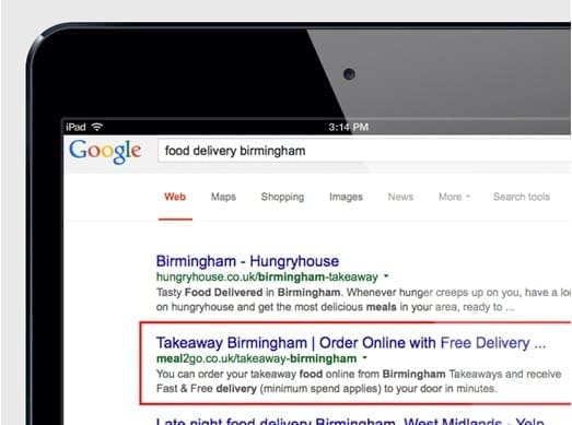 Meal2Go seo - takeaway delivery