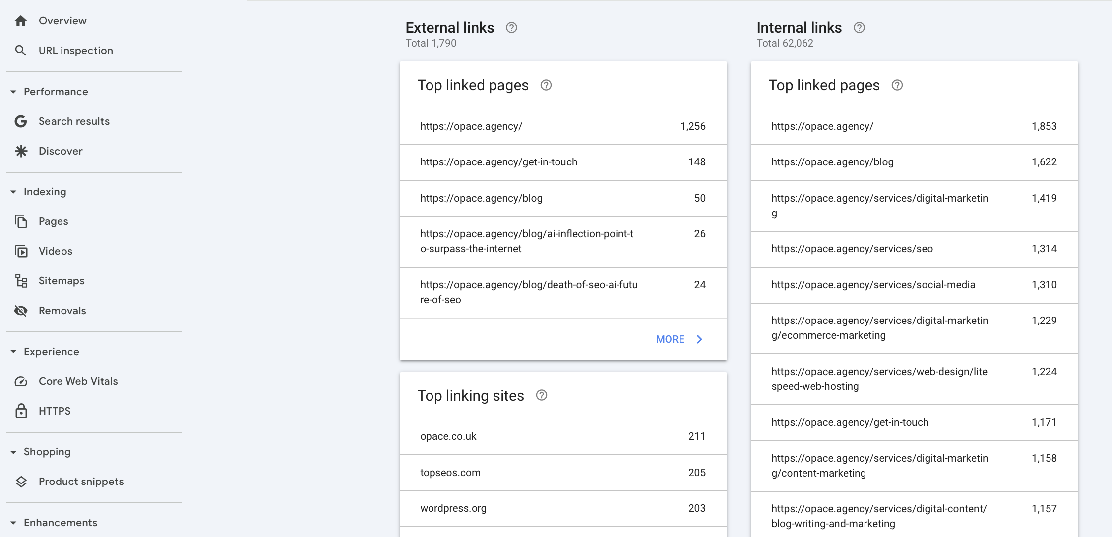 Simple SEO links analysis using GSC