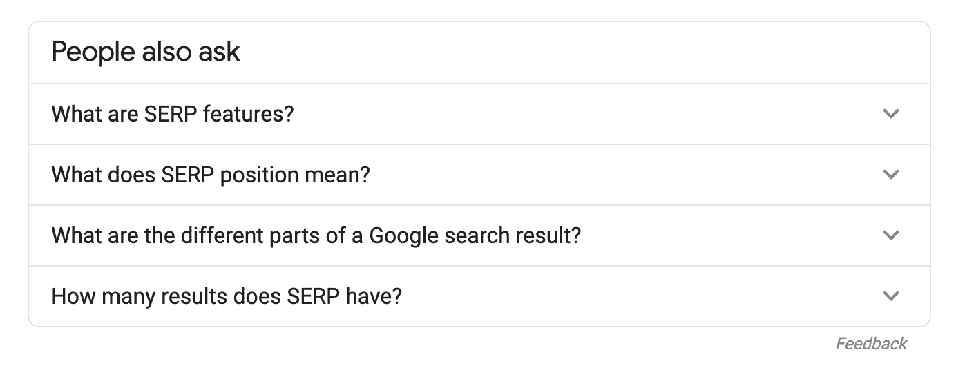 SERP Feature – people also ask