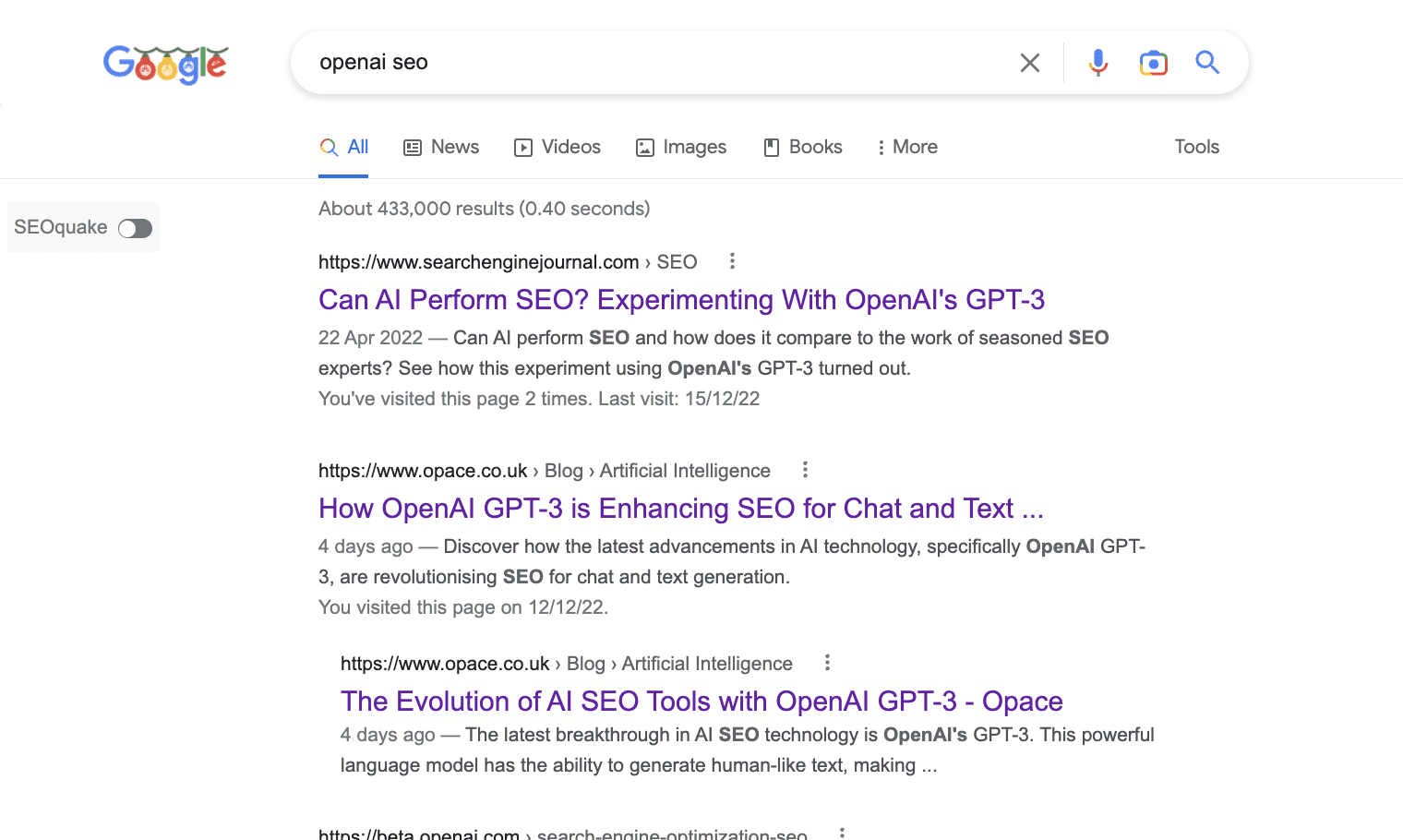 Are we ranking for OpanAI SEO