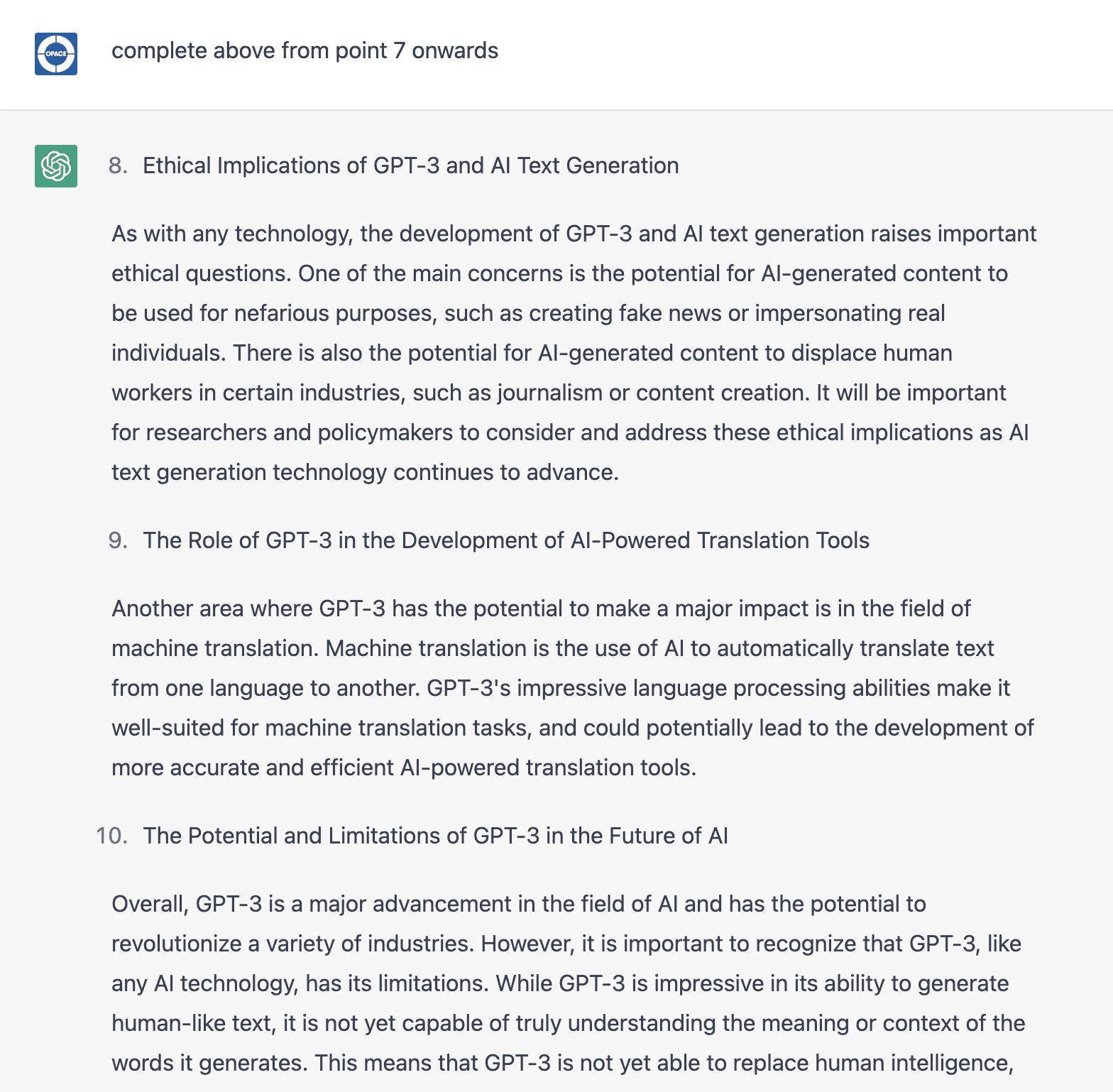 Continue the AI article