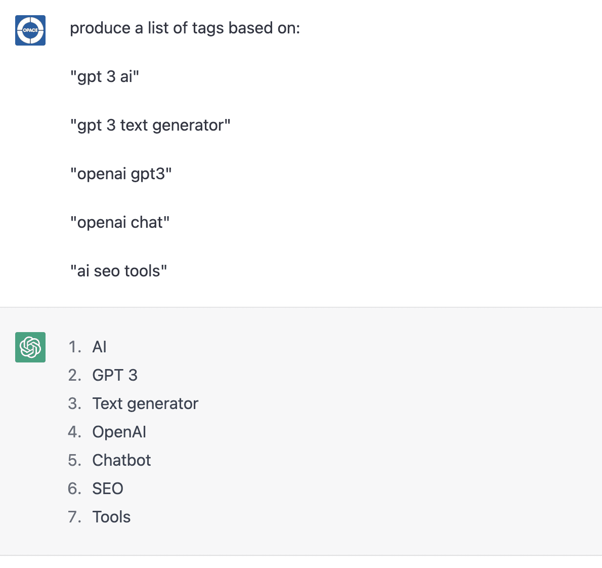 Produce a list of AI-generated tags