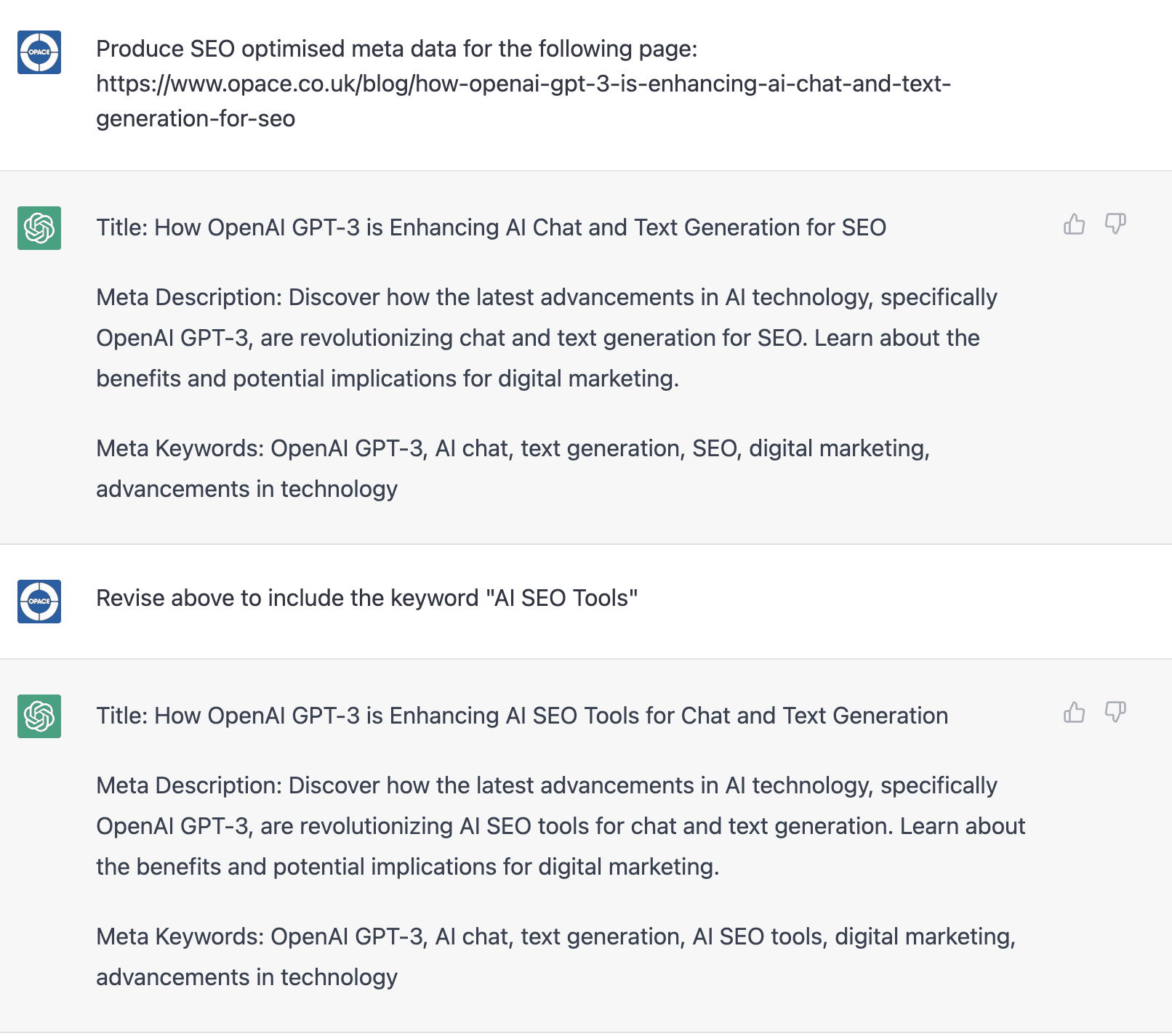 AI produced meta data