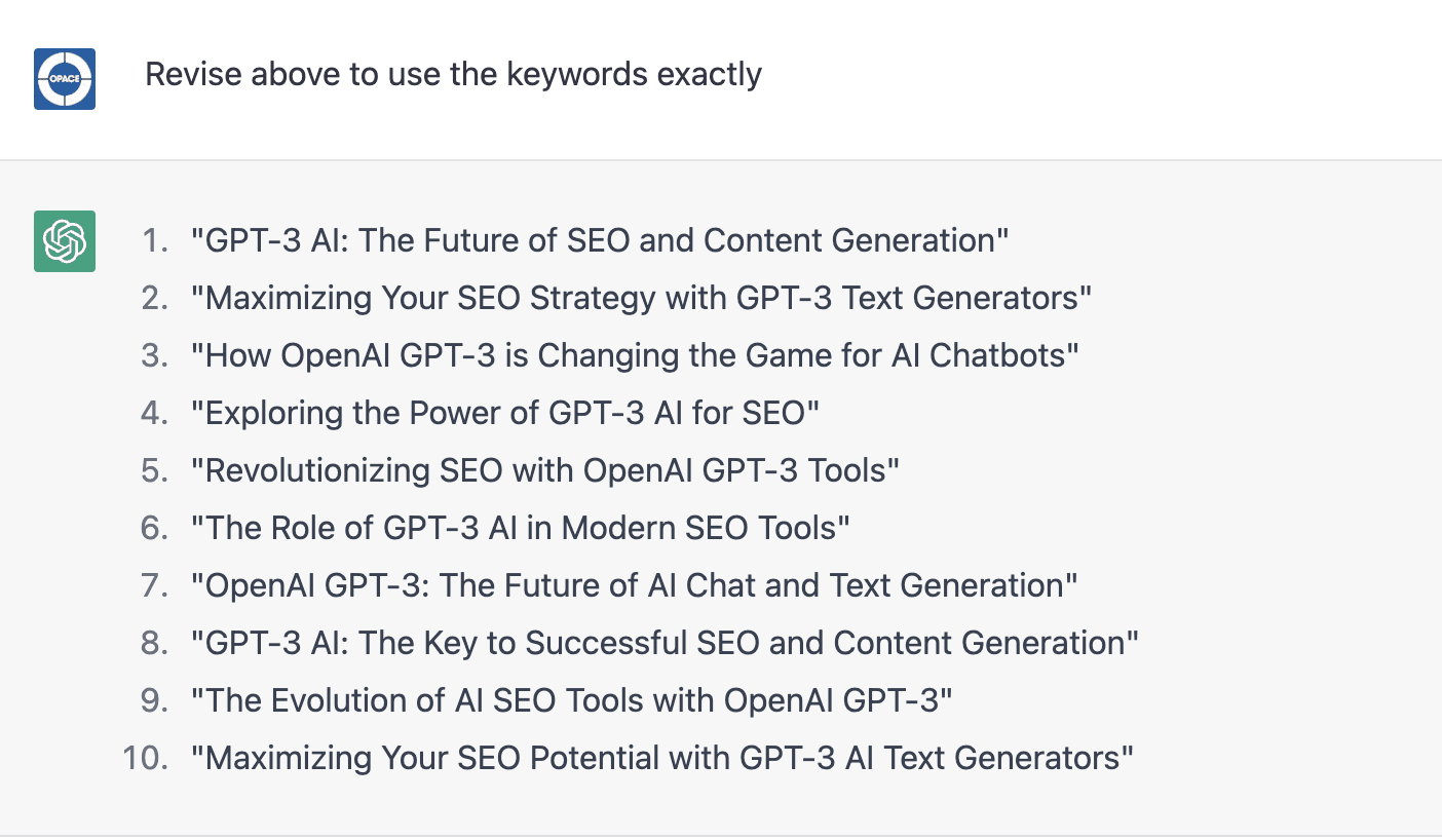 AI use the keywords exactly 
