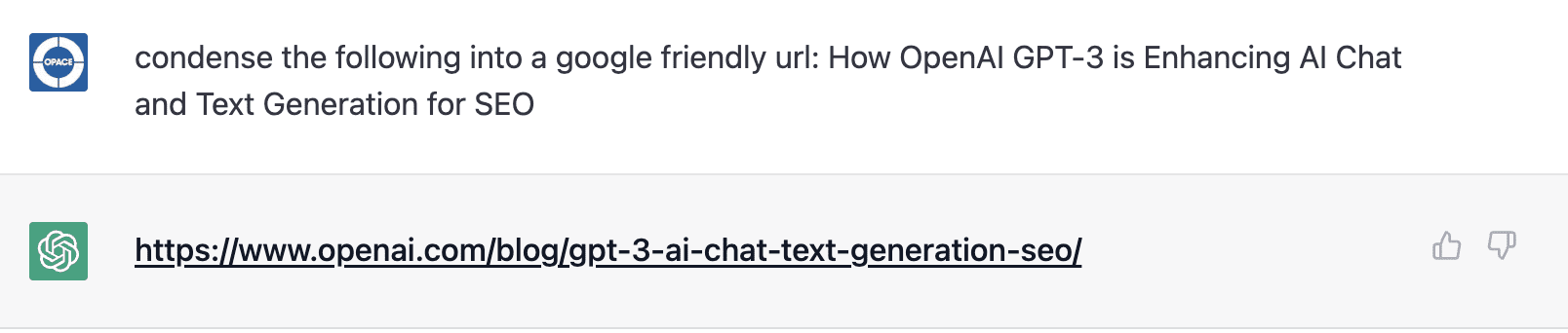 ChatGPT recommend Google-friendly URL