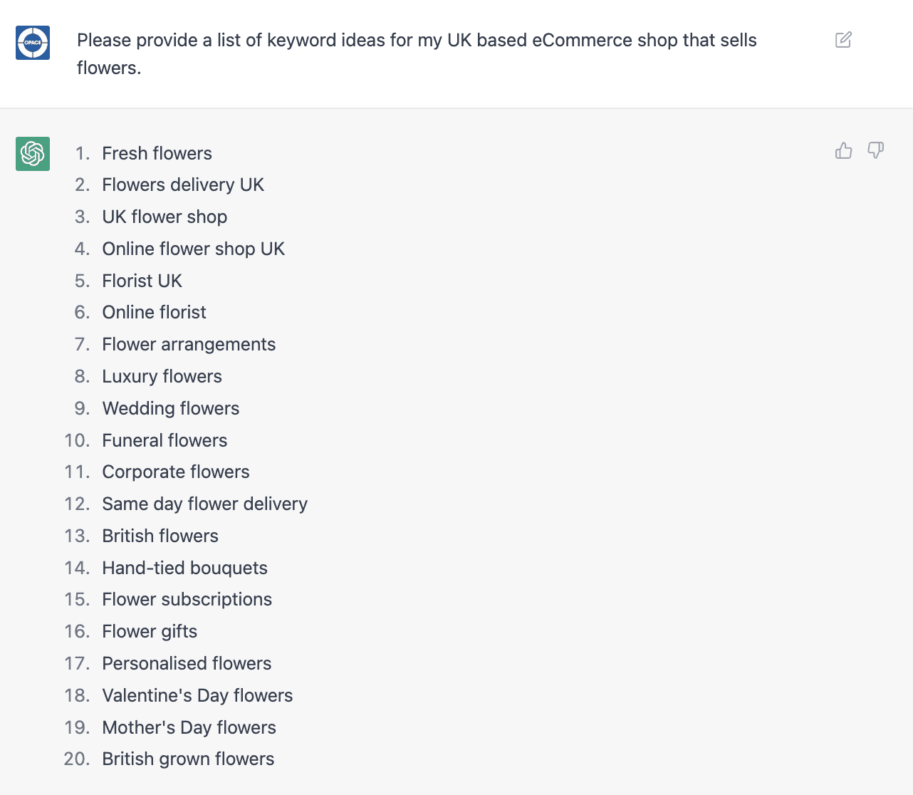 ChatGPT keyword ideas