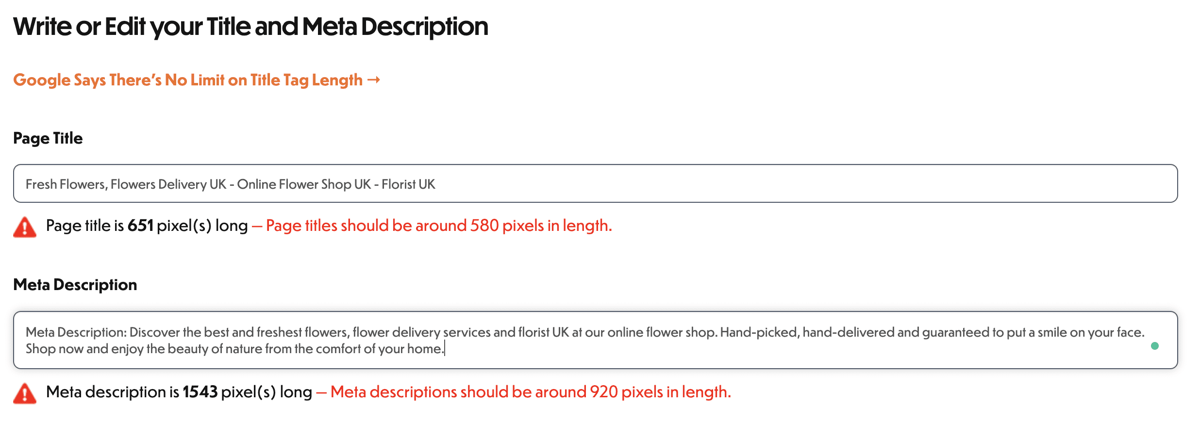 SEO meta data checker
