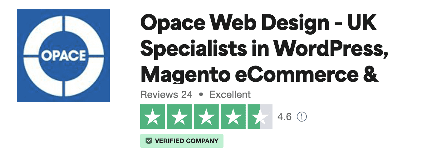 Trustpilot reviews for Opace — 5 star rating