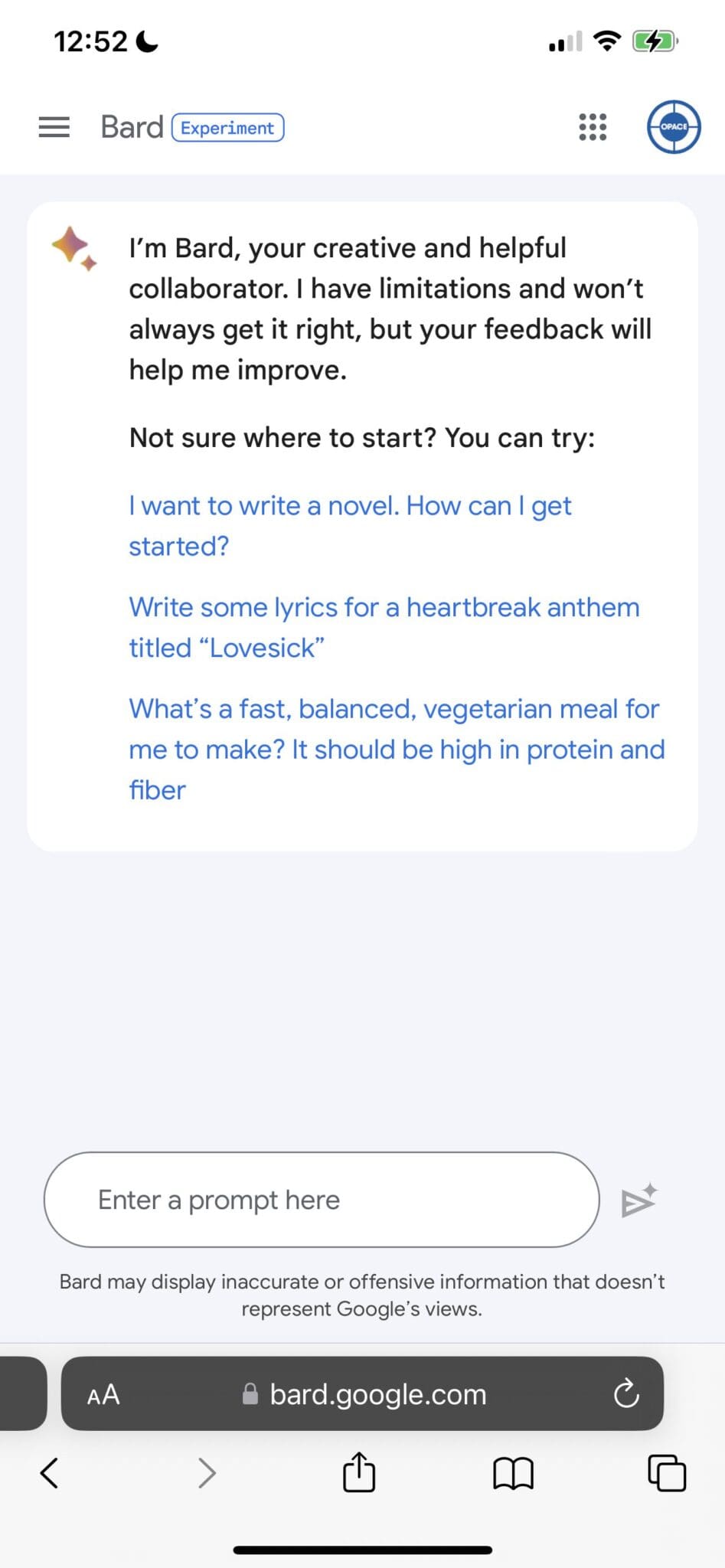 Google Gemini AI search engine on mobile (formerly Bard)