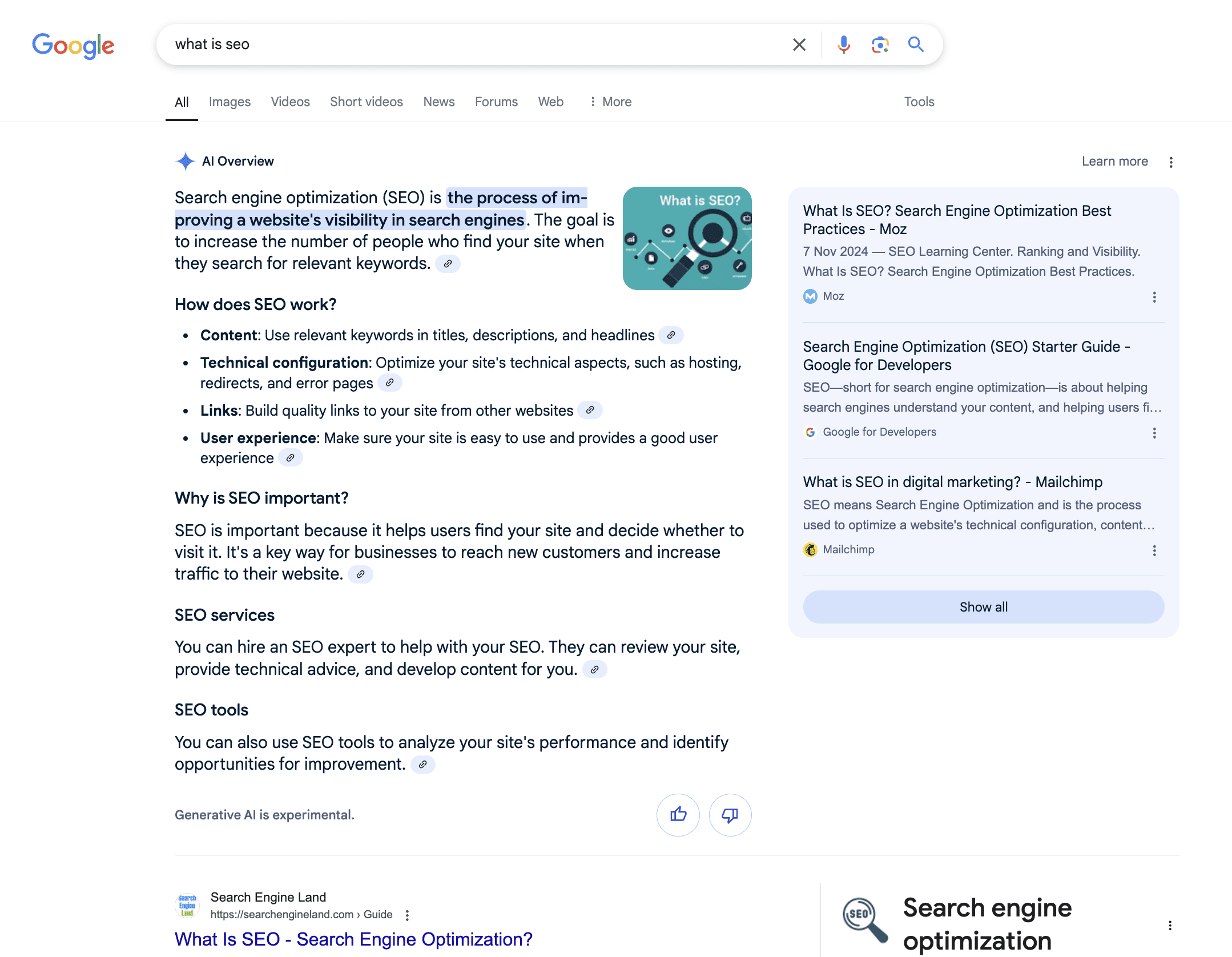 ai search rankings and googles search generative experience