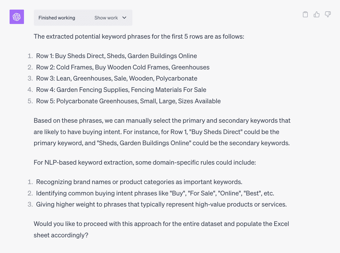 using chatgpt for data analysis of SEO scraping