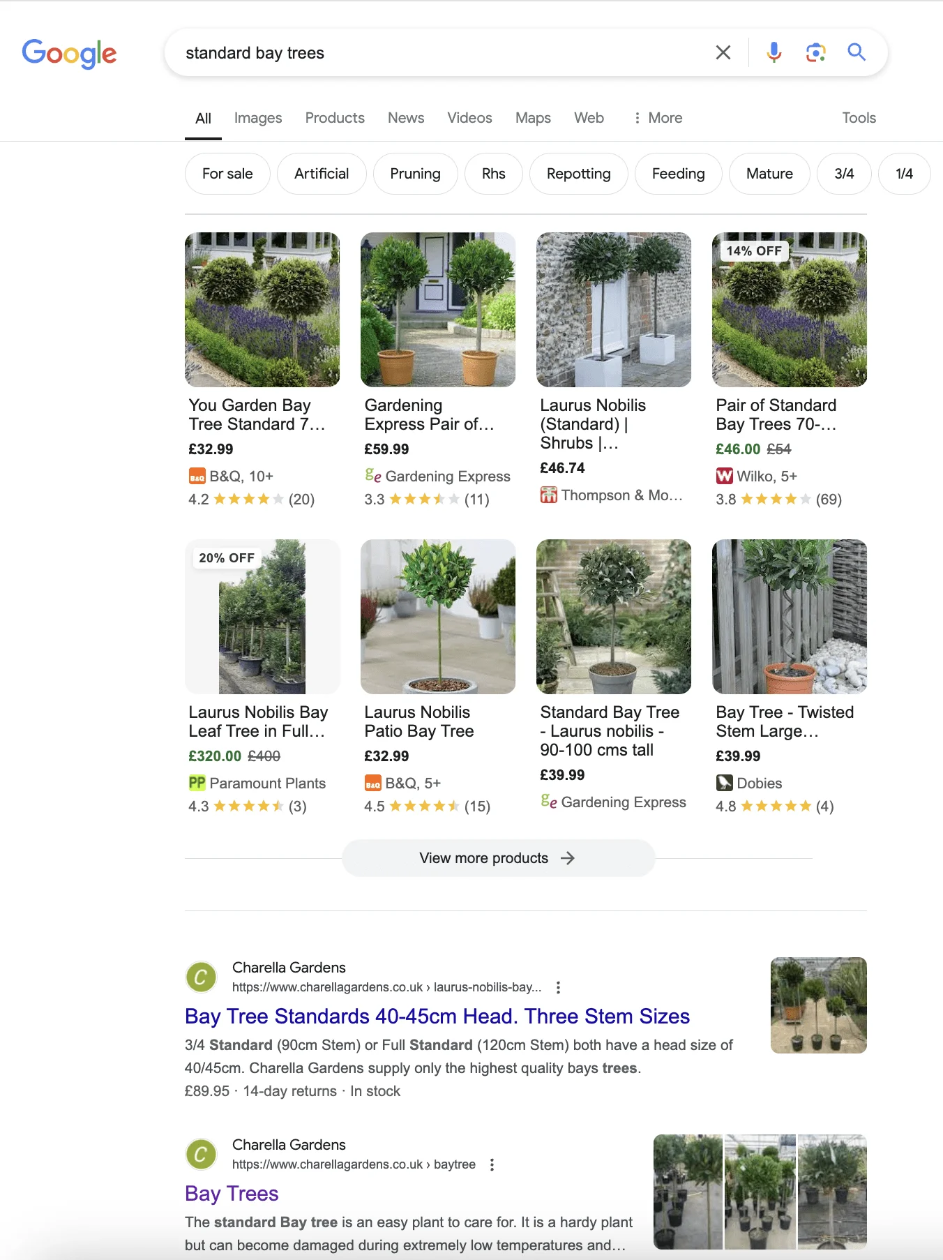 Charella Gardens SEO - ranking 1 for Standard Bay Trees