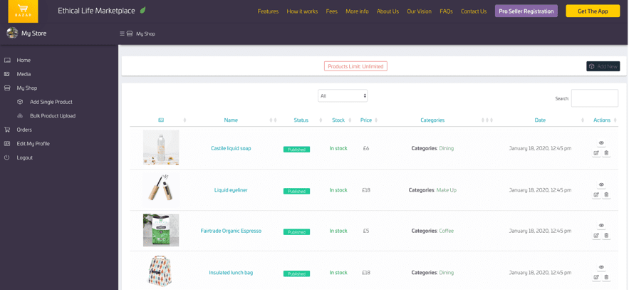 Bazar seller dashboard login