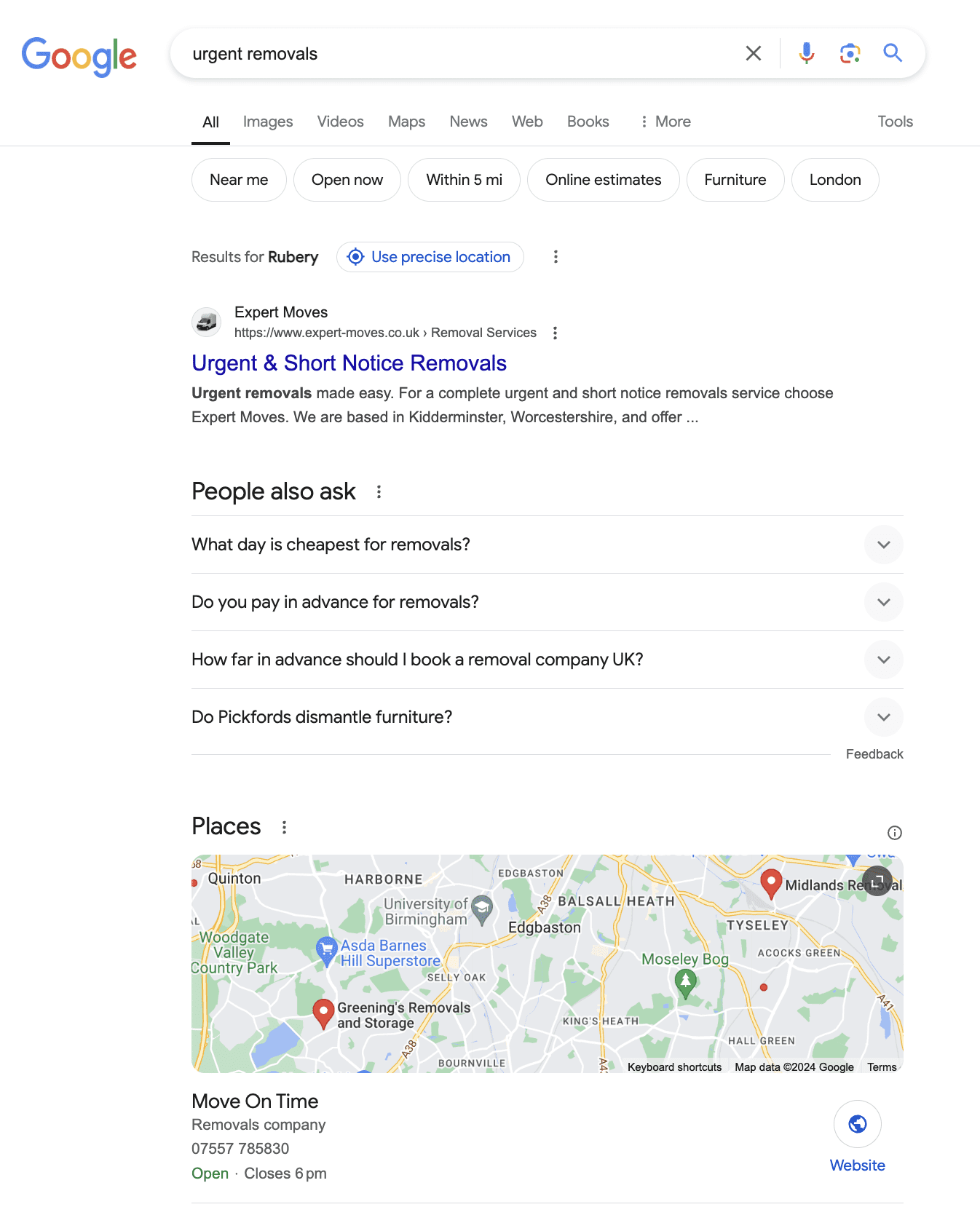 Expert Moves SEO - ranking for urgent removals