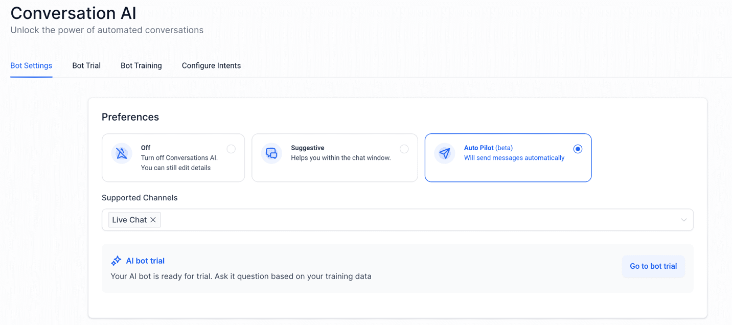 HighLevel CRM bot settings