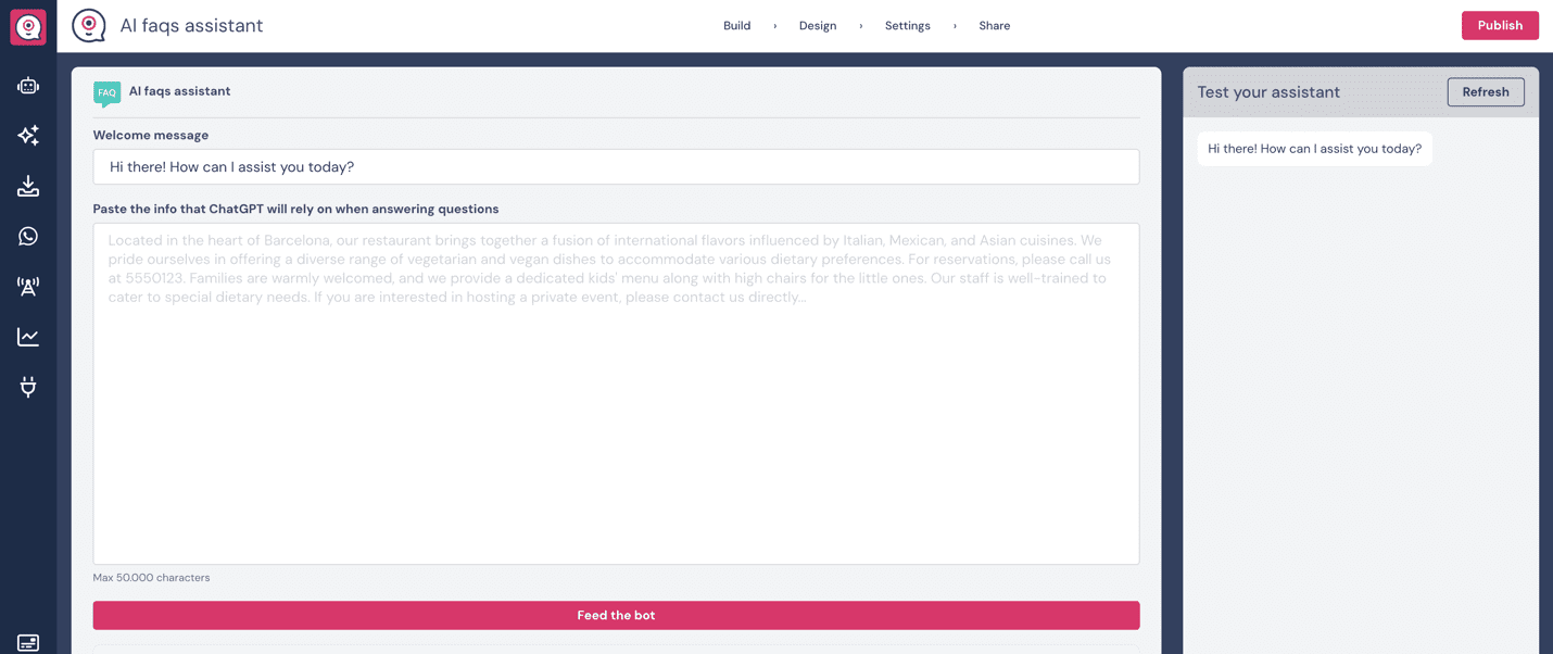 Landbot FAQ assistant