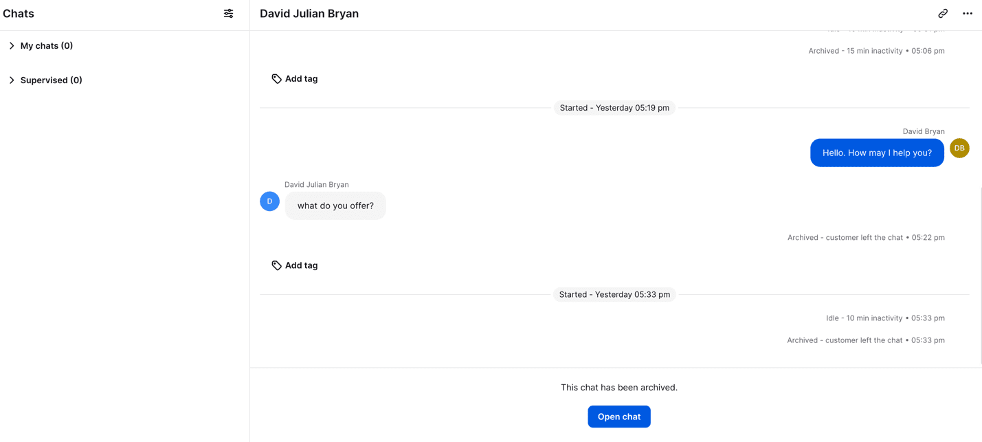 LiveChat.com chats and conversations