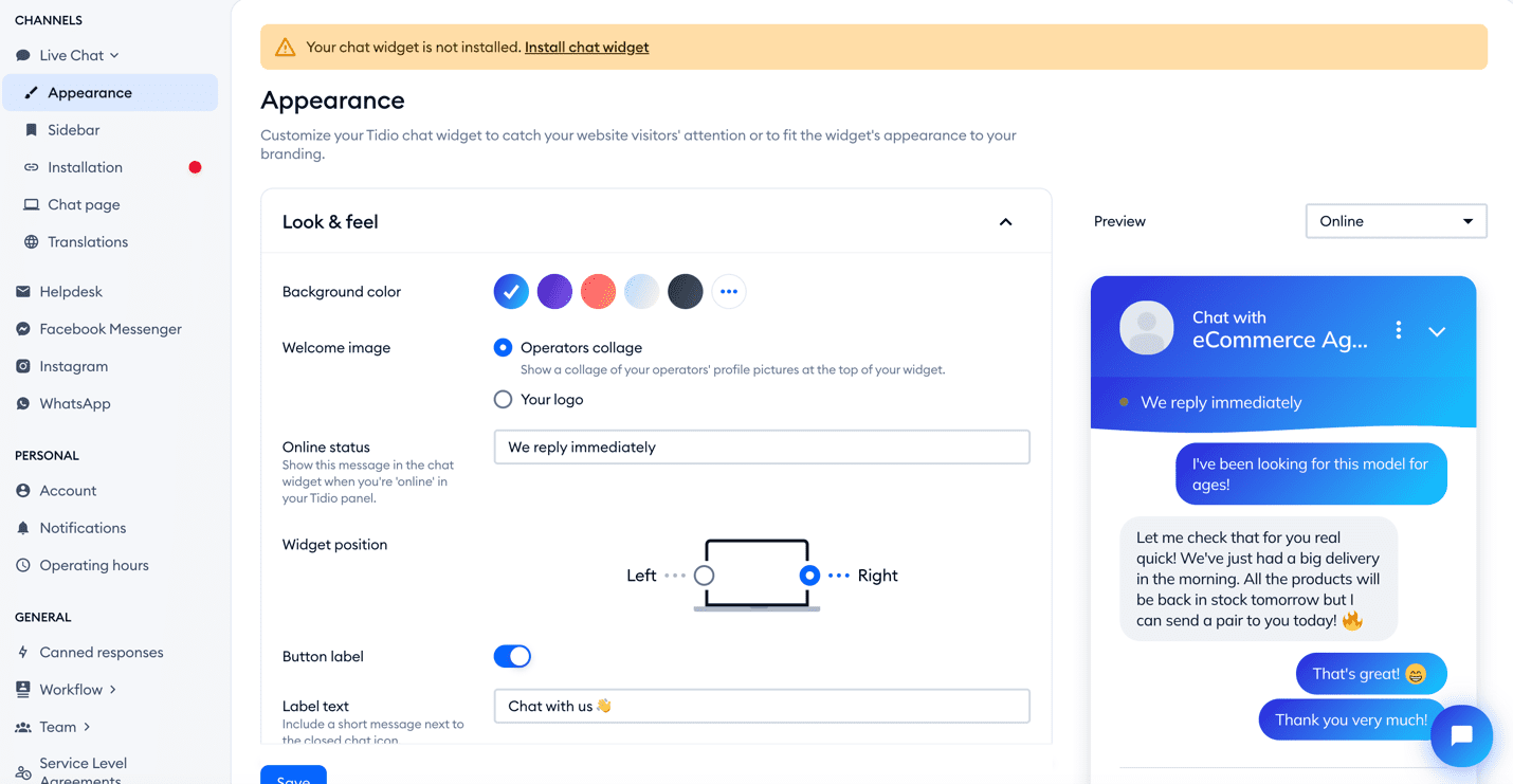 SocialIntents Live Chat widget