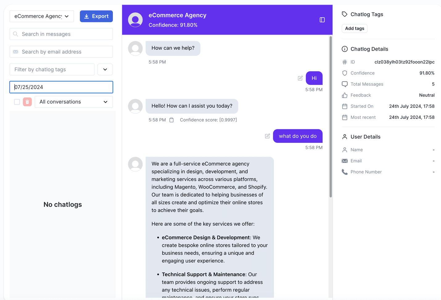 Wonderchat AI chatlogs
