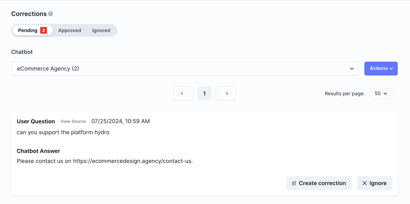 Wonderchat AI corrections