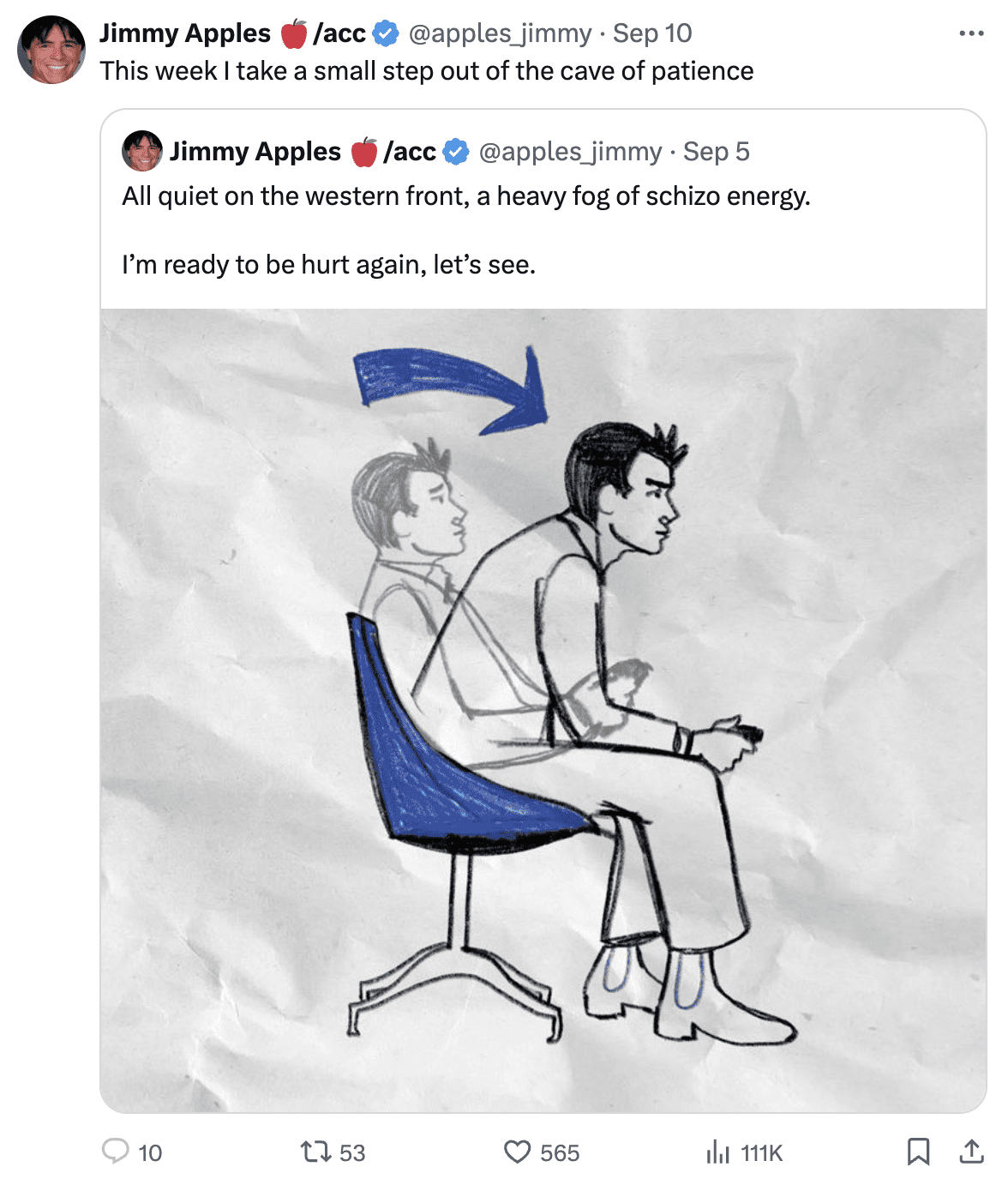 Jimmy Apples This week I take a small step out of the cave of patience