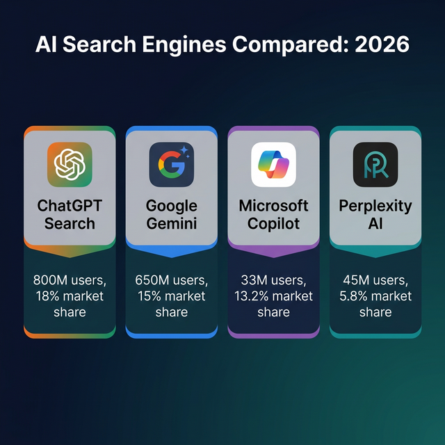 Best AI search engines of 2026: ChatGPT Search vs Gemini vs Bing Copilot vs Perplexity AI