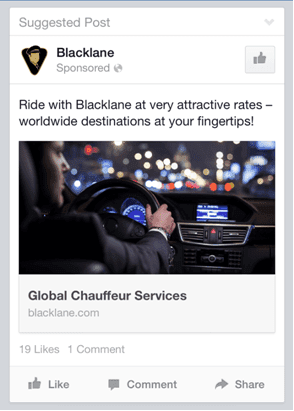 Facebook ad suggested post example