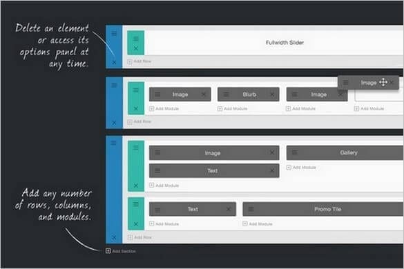 Drag and drop module based layouts using divi