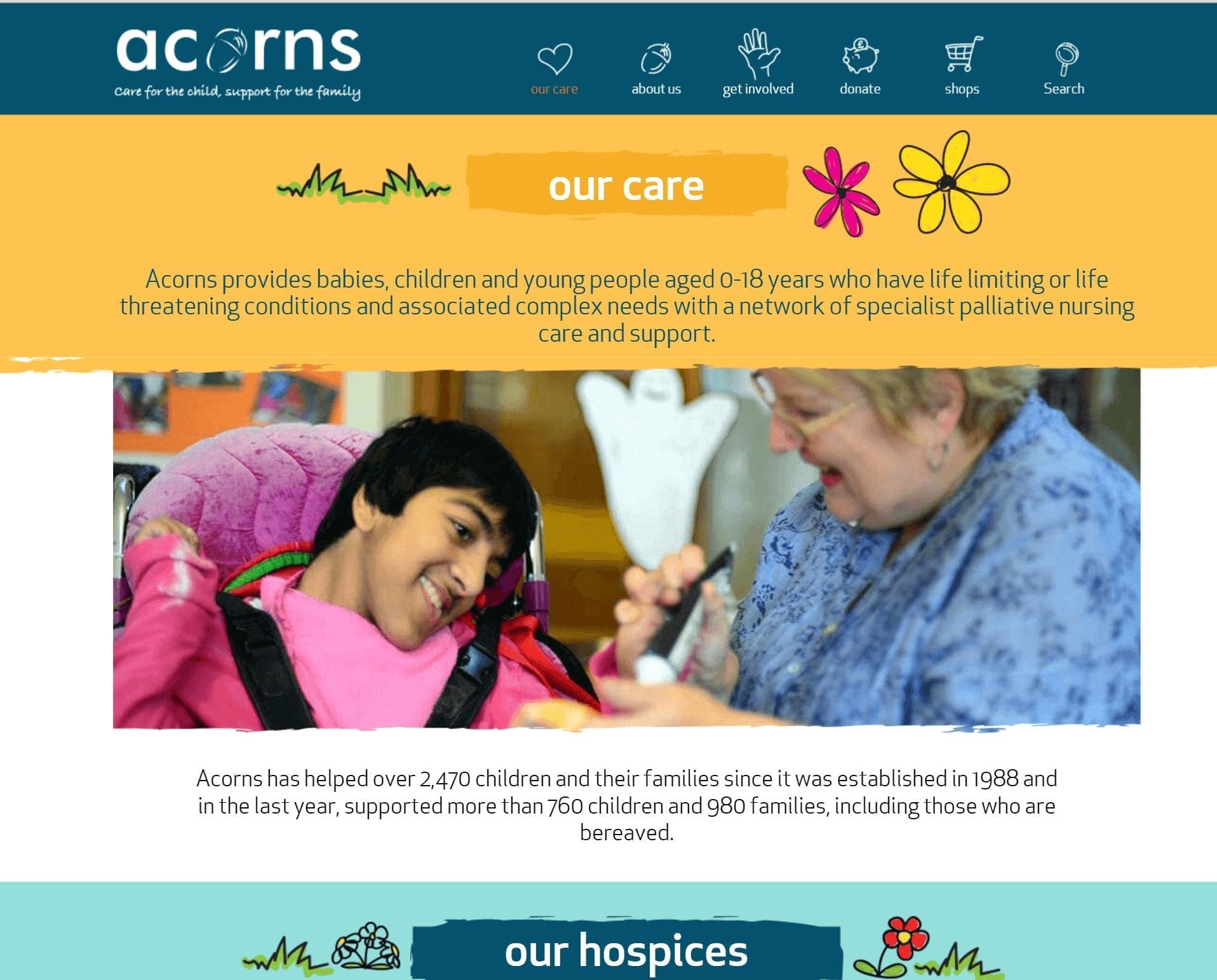 Acorns our care page