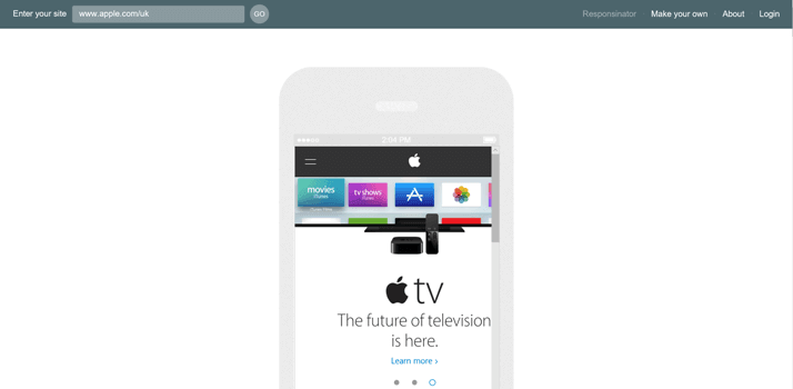 Responsinator view of www. Apple. Com/uk
