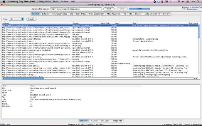 Screaming frog seo spider tool