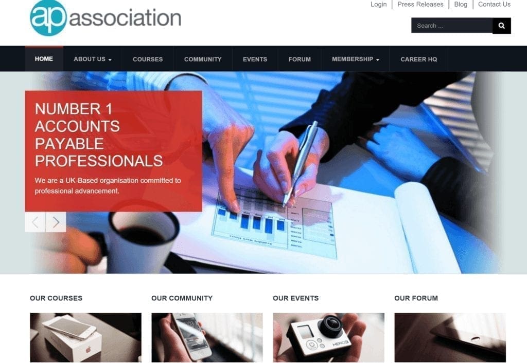 Joomla website design for accounts payable association